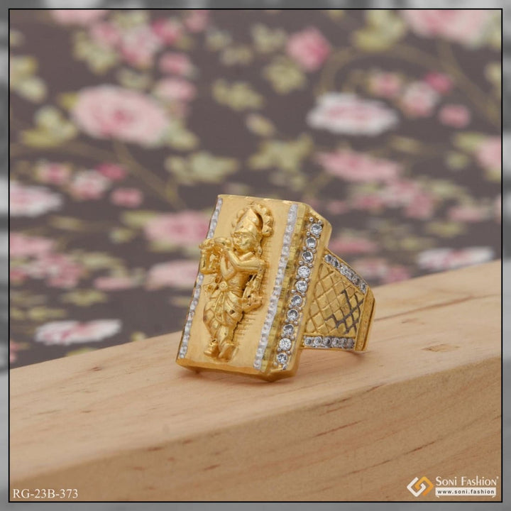 1 gram gold plated krishna with diamond delicate design ring