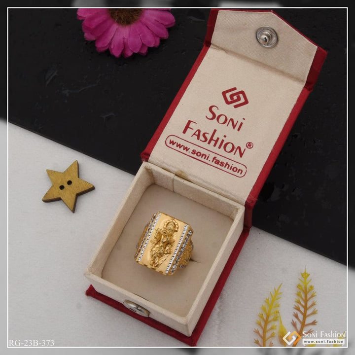 1 gram gold plated krishna with diamond delicate design ring