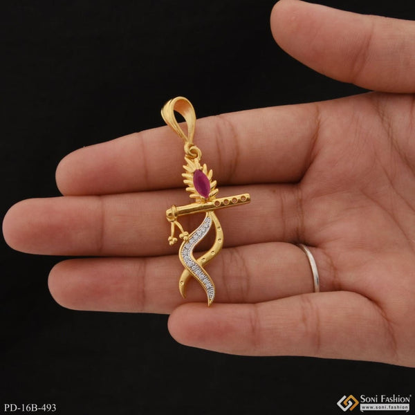 1 Gram Gold Plated Krishna With Diamond Funky Design