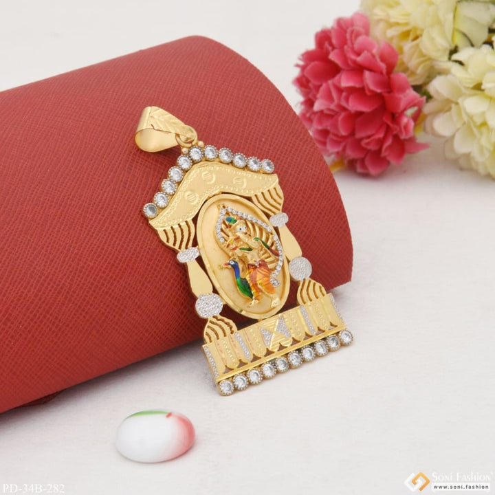 1 Gram Gold Plated Krishna Etched Design High-quality