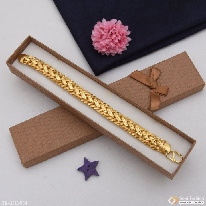 1 Gram Gold Plated Leaf Bracelet with Flower Design - Style C934