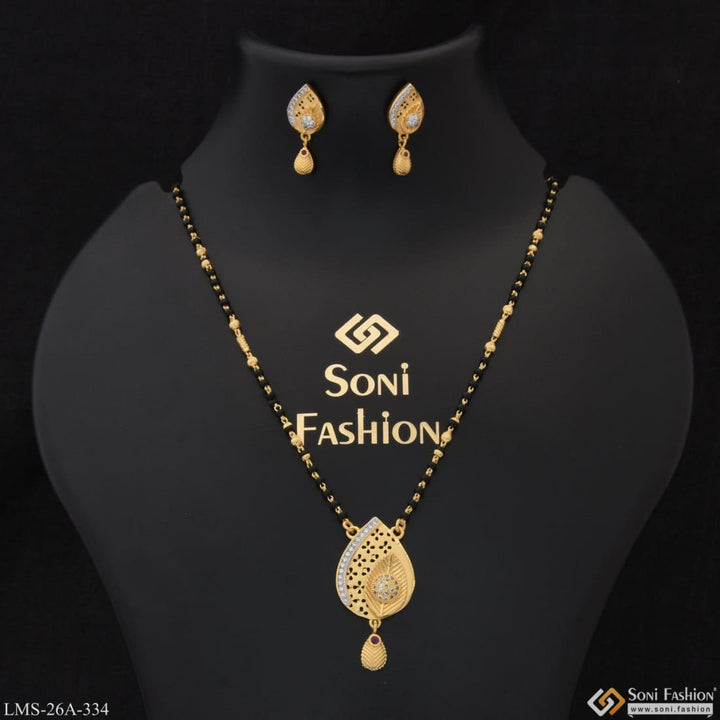 1 gram gold plated leaf glittering design mangalsutra set