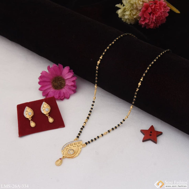 1 gram gold plated leaf glittering design mangalsutra set