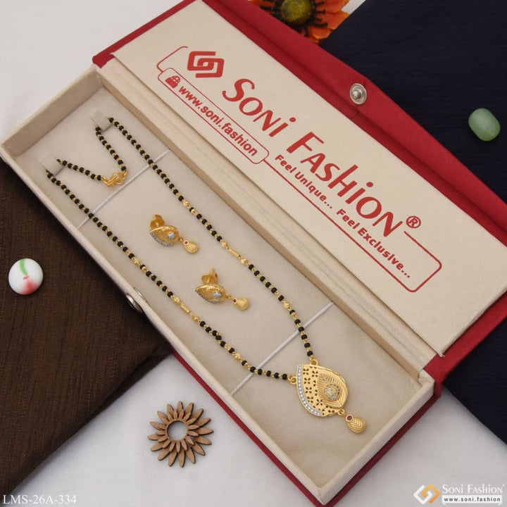 1 gram gold plated leaf glittering design mangalsutra set