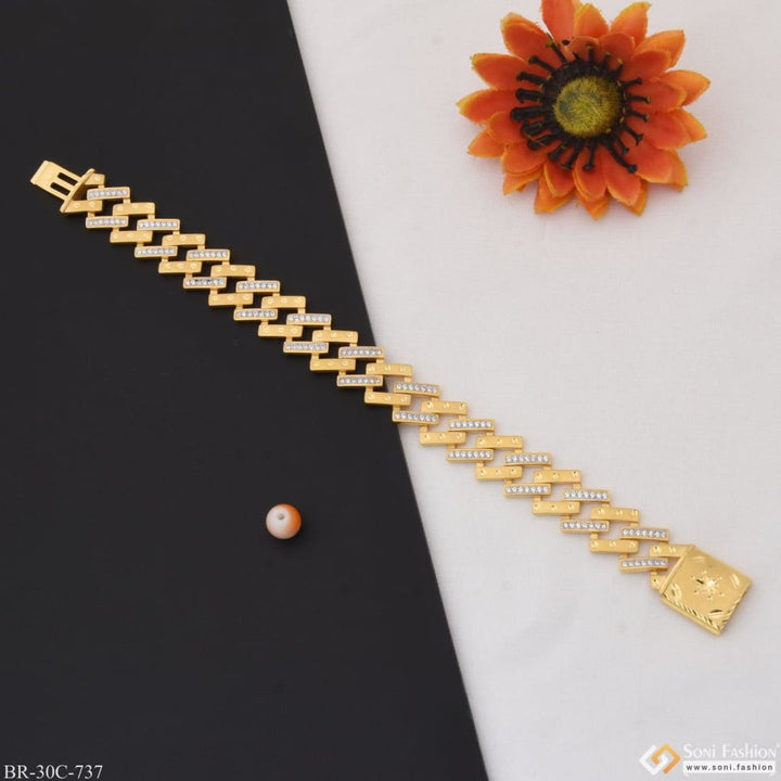 1 gram gold plated link with diamond amazing design bracelet