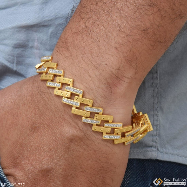 1 gram gold plated link with diamond amazing design bracelet