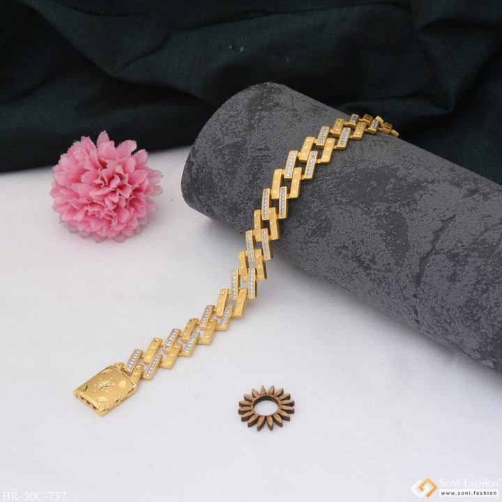 1 gram gold plated link with diamond amazing design bracelet