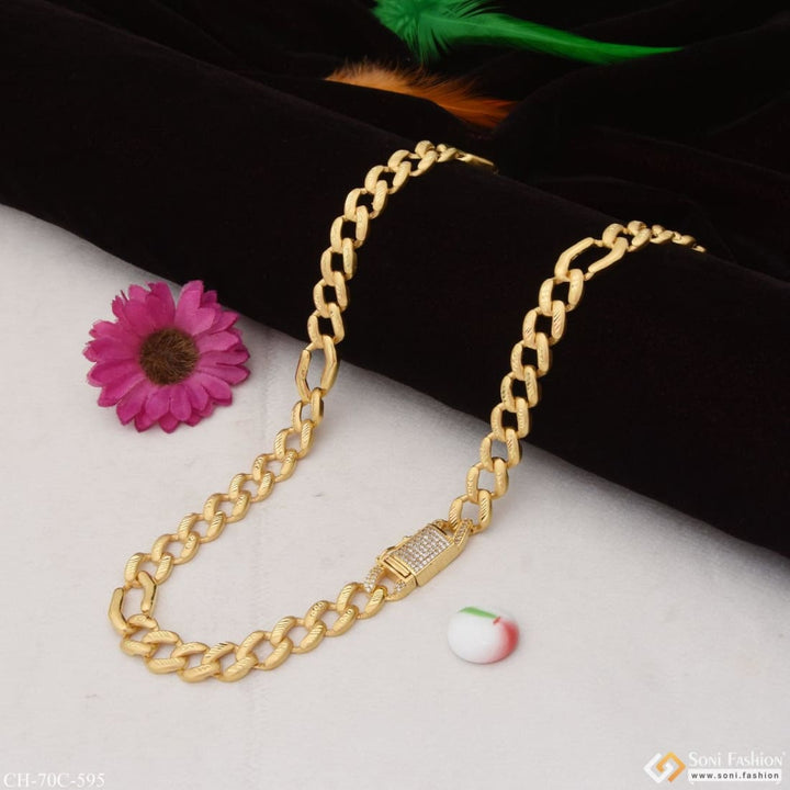 1 gram gold plated link with diamond glamorous design chain