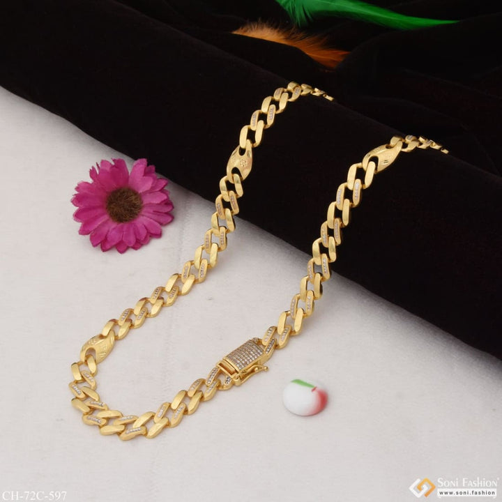 1 gram gold plated link with diamond sophisticated design