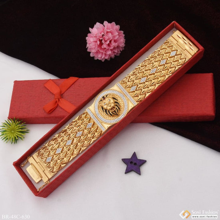 1 Gram Gold Plated Lion With Diamond Artisanal Design