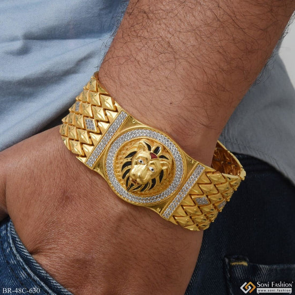 1 Gram Gold Plated Lion With Diamond Artisanal Design