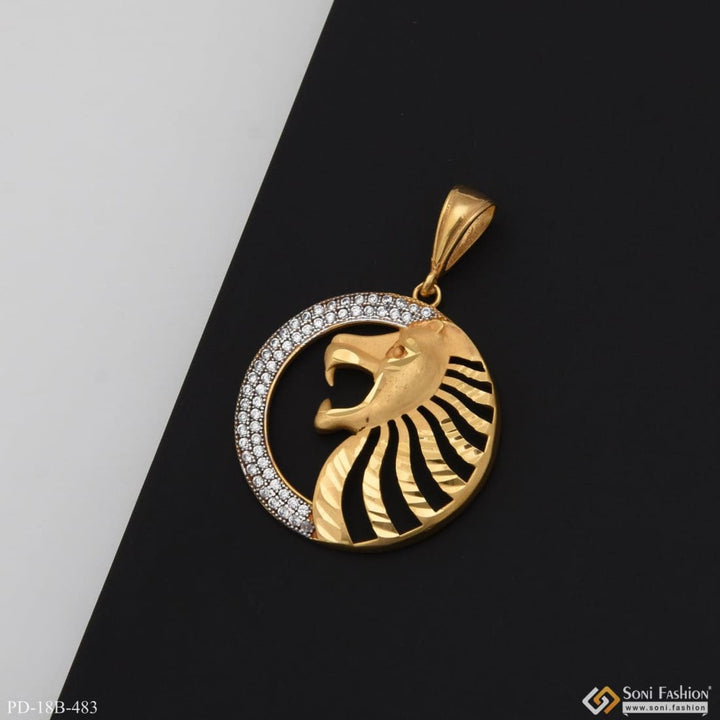 1 Gram Gold Plated Lion With Diamond Artisanal Design