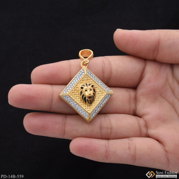 1 Gram Gold Plated Lion With Diamond Delicate Design