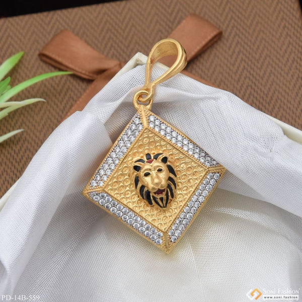 1 Gram Gold Plated Lion With Diamond Delicate Design