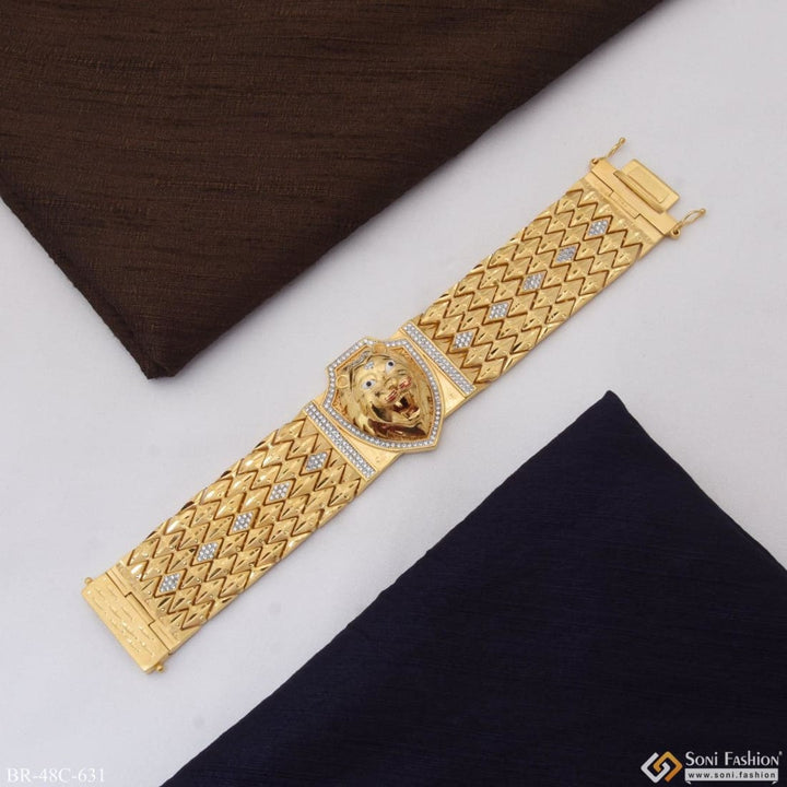 1 Gram Gold Plated Lion With Diamond Funky Design Bracelet