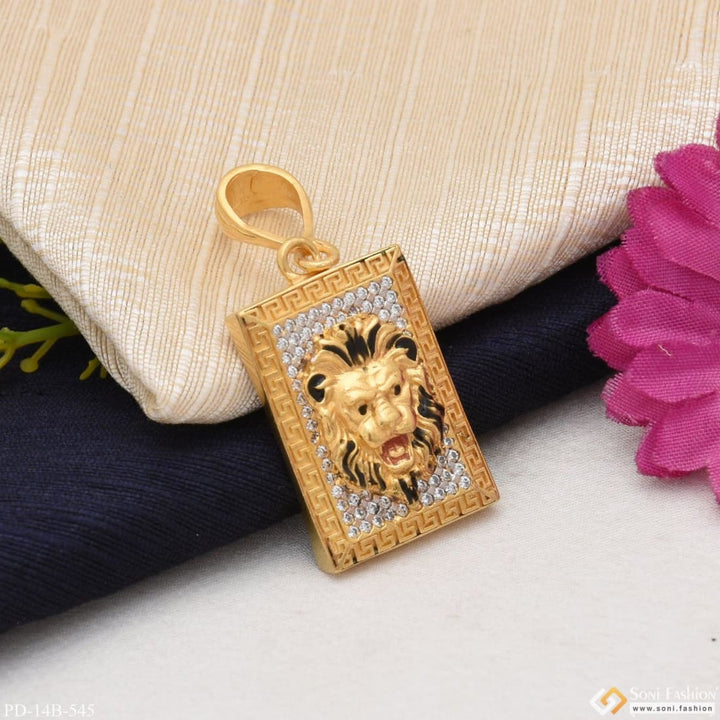 1 Gram Gold Plated Lion With Diamond Funky Design Pendant