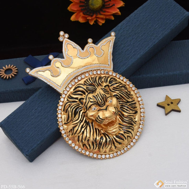 1 gram gold plated big lion with diamond funky design