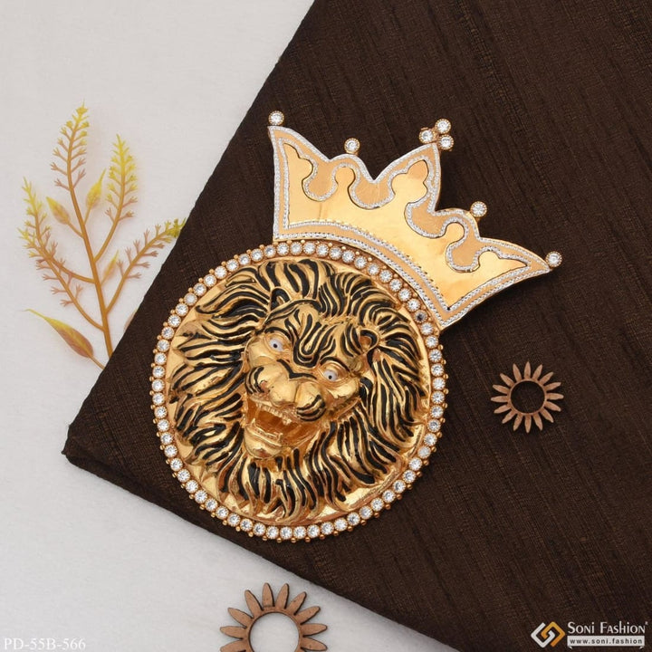 1 gram gold plated big lion with diamond funky design