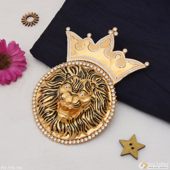 1 gram gold plated big lion with diamond funky design