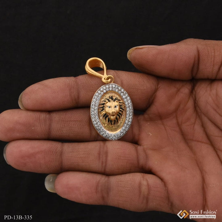 1 gram gold plated lion with diamond glittering design