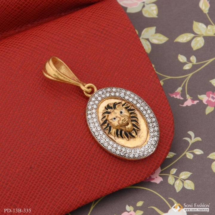 1 gram gold plated lion with diamond glittering design