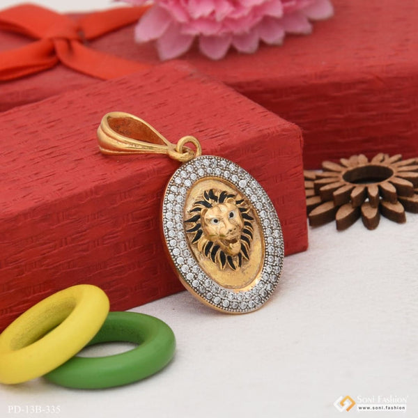 1 gram gold plated lion with diamond glittering design