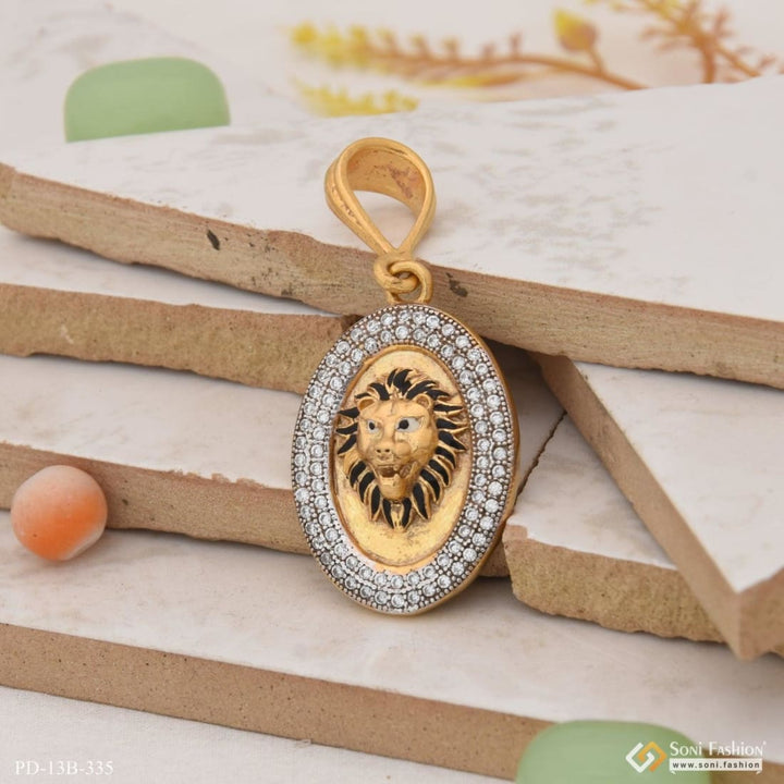 1 gram gold plated lion with diamond glittering design