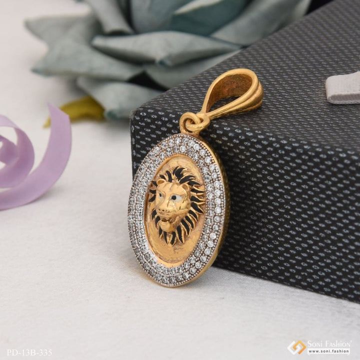 1 gram gold plated lion with diamond glittering design