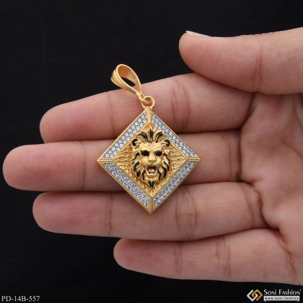 1 Gram Gold Plated Lion With Diamond Glittering Design