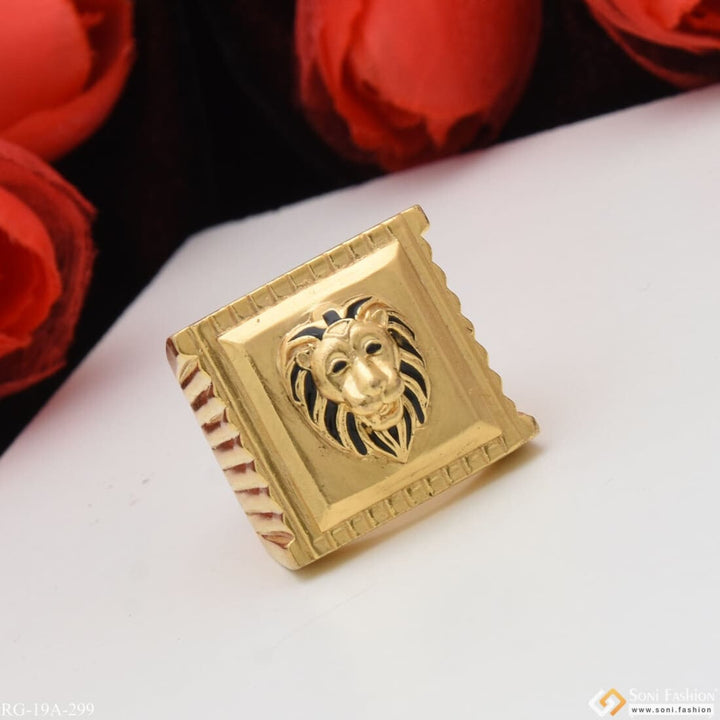 1 Gram Gold Plated Lion Face Attention-getting Design Ring