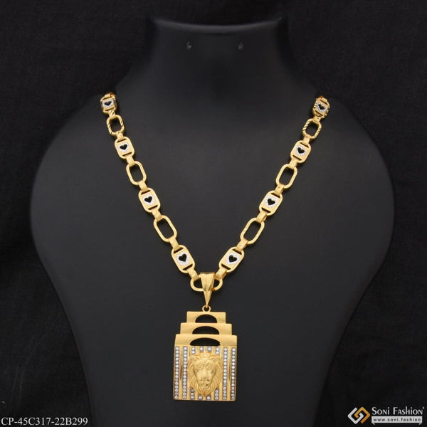 1 Gram Gold Plated Lion Gorgeous Design Chain Pendant Combo