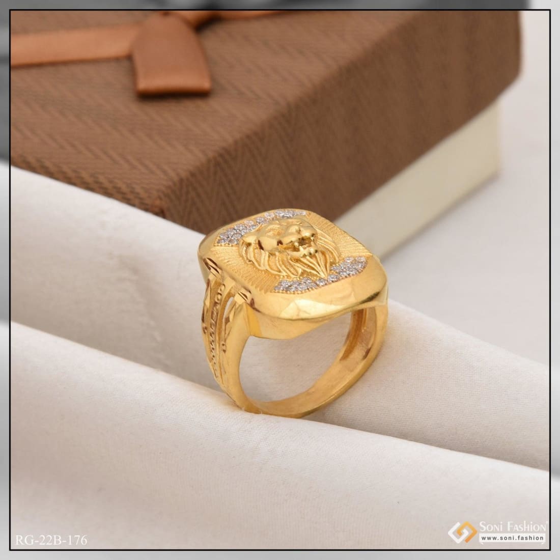 1 gram gold forming jaguar with diamond artisanal design ring for men –  Soni Fashion®
