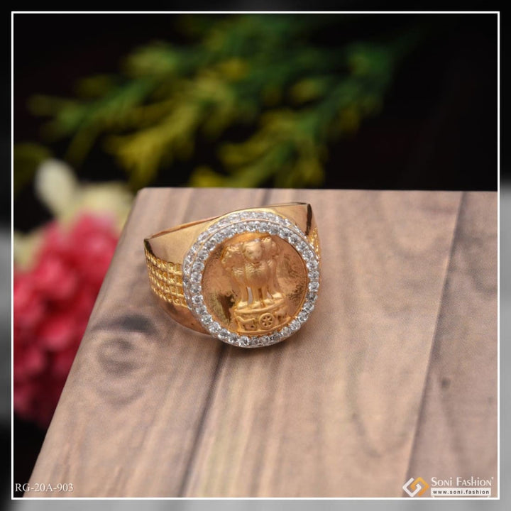 1 gram gold plated mudra with diamond best quality ring for