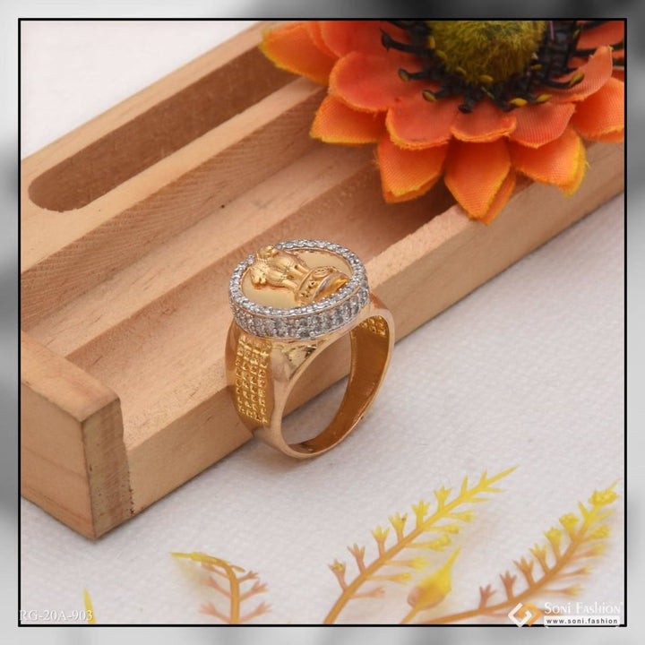 1 gram gold plated mudra with diamond best quality ring for