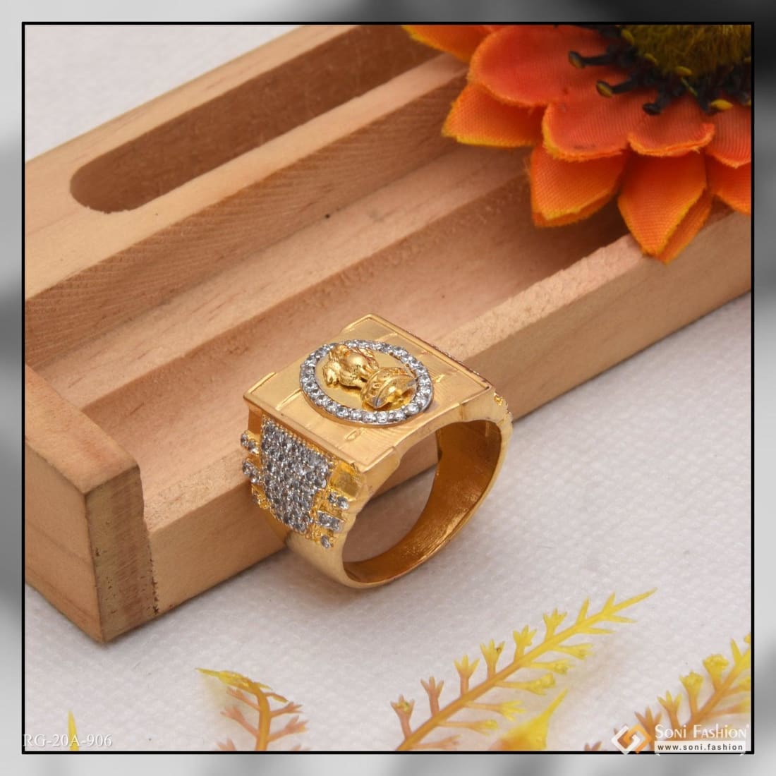 1 Gram Gold Plated Maa Exquisite Design High-Quality Ring for Men - Style  B255 – Soni Fashion®