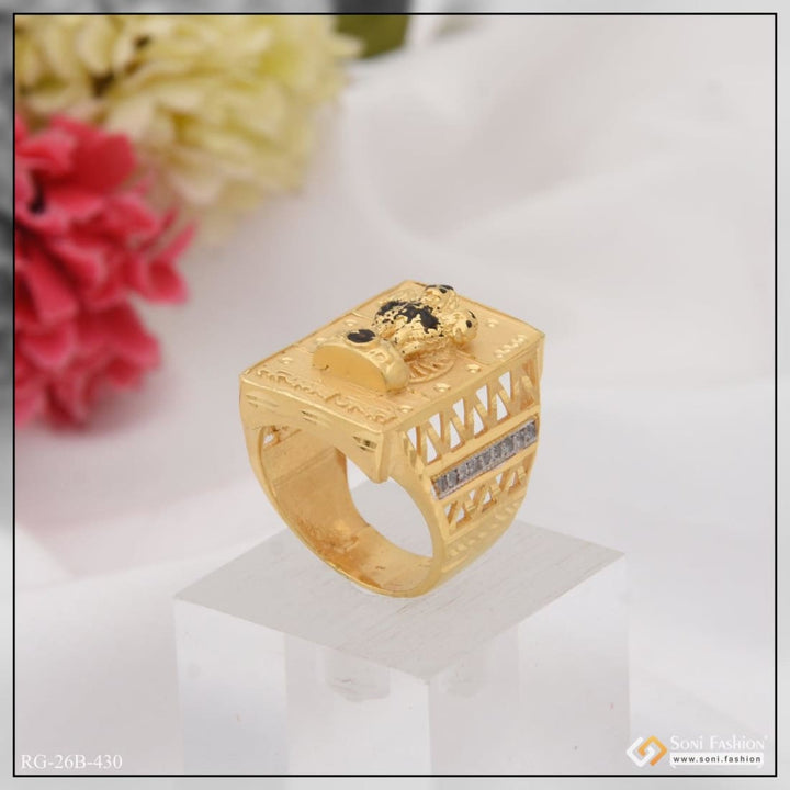 1 gram gold plated mudra with diamond fabulous design ring