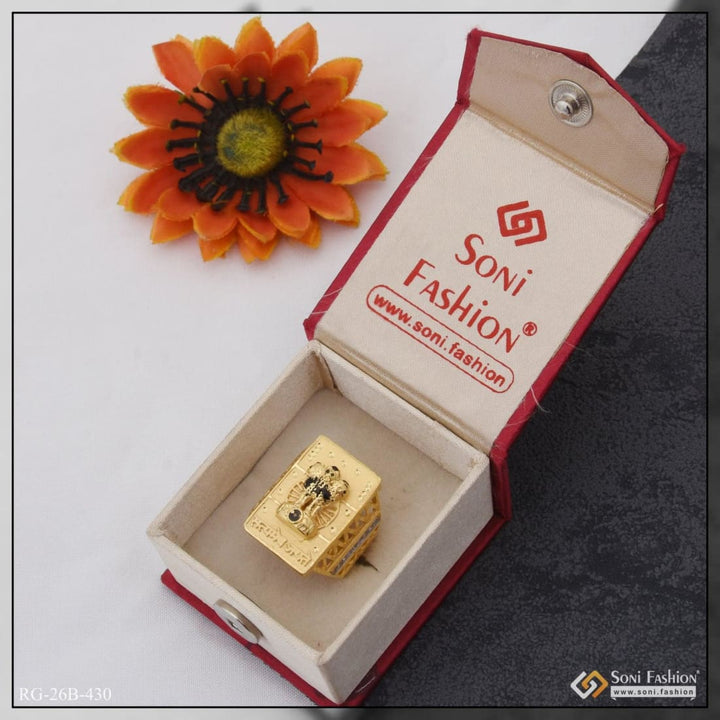 1 gram gold plated mudra with diamond fabulous design ring