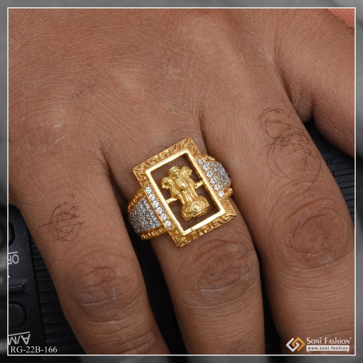 1 gram gold plated mudra with diamond fashionable design