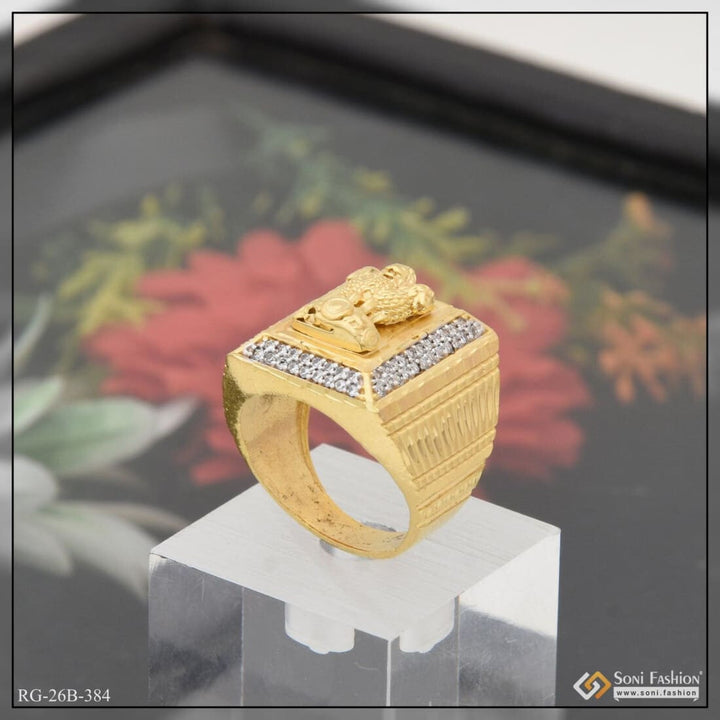 1 Gram Gold Plated Mudra With Diamond Glittering Design