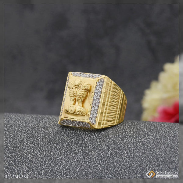 1 Gram Gold Plated Mudra With Diamond Glittering Design