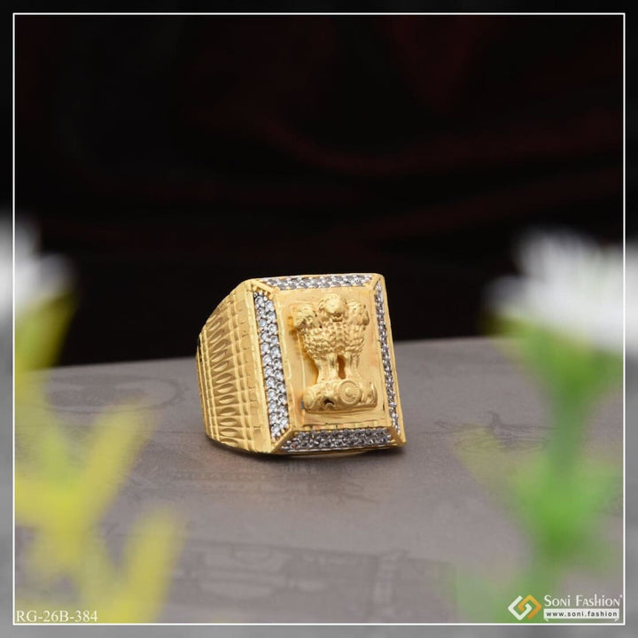 1 Gram Gold Plated Mudra With Diamond Glittering Design