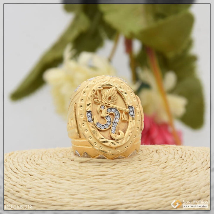 1 Gram Gold Plated Om With Diamond Finely Detailed Design