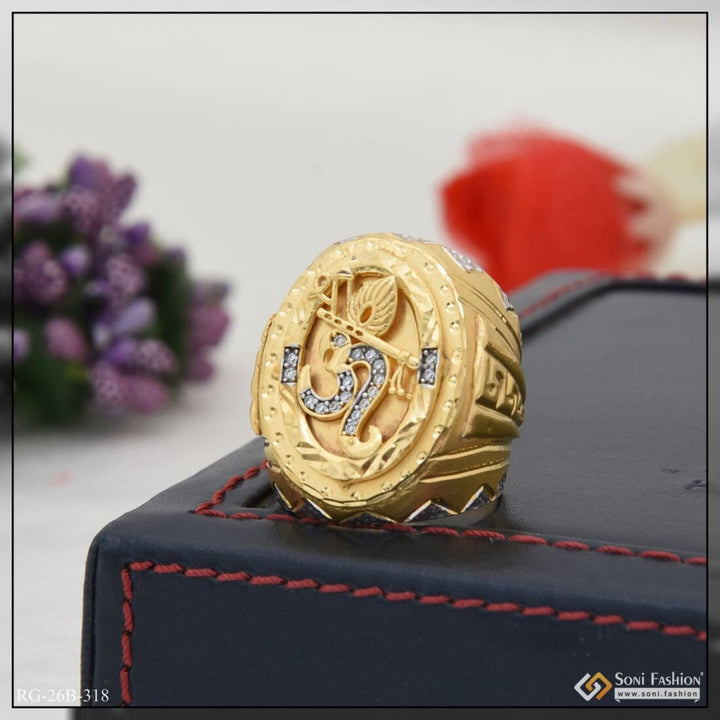 1 Gram Gold Plated Om With Diamond Finely Detailed Design