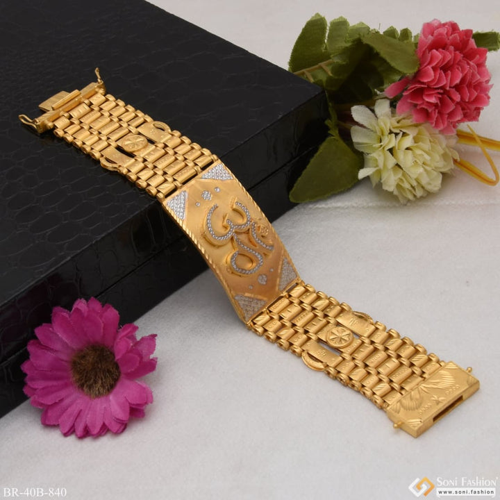 Gold plated bracelet with diamonds and flower design from 1 Gram Gold Plated Om Superior Quality collection