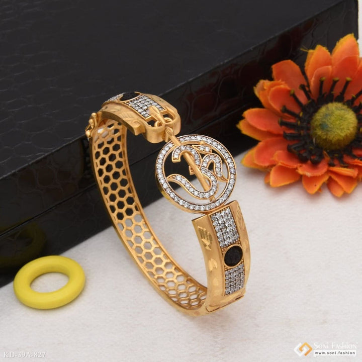 Gold plated Om kada with diamond detailing