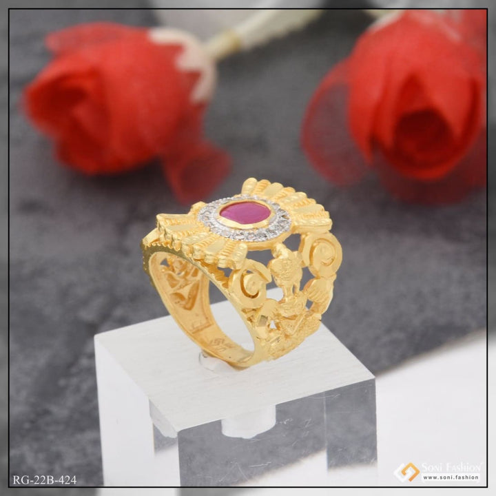 1 gram gold plated pink stone with diamond amazing design