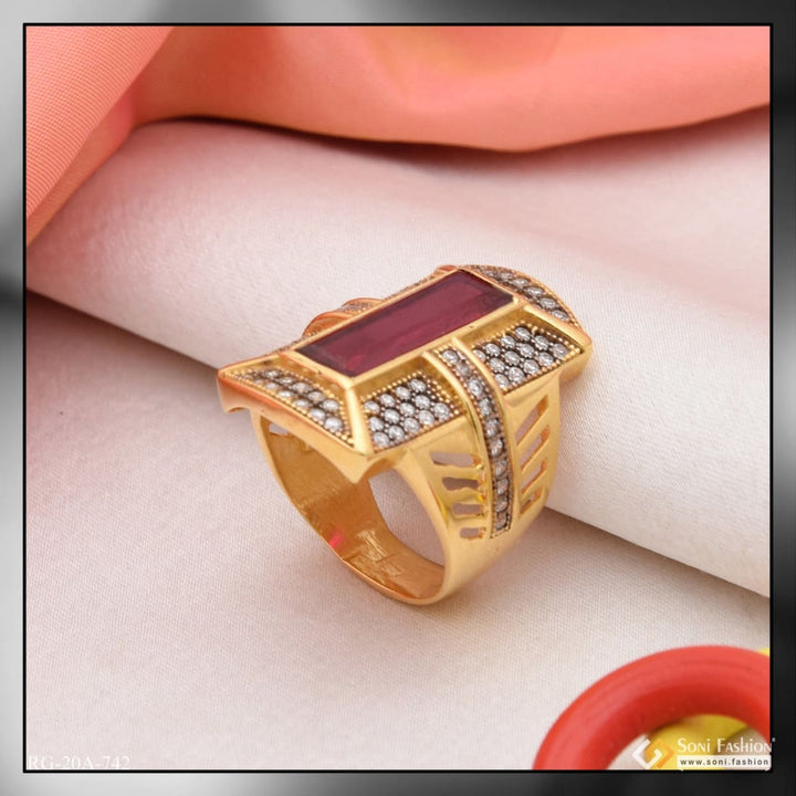 1 Gram Gold Plated Pink Stone With Diamond Delicate Design