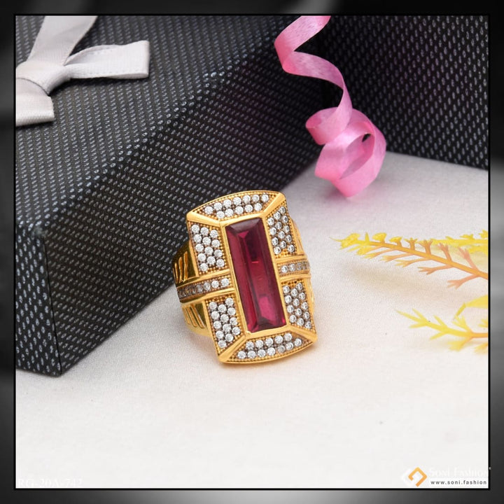 1 Gram Gold Plated Pink Stone With Diamond Delicate Design