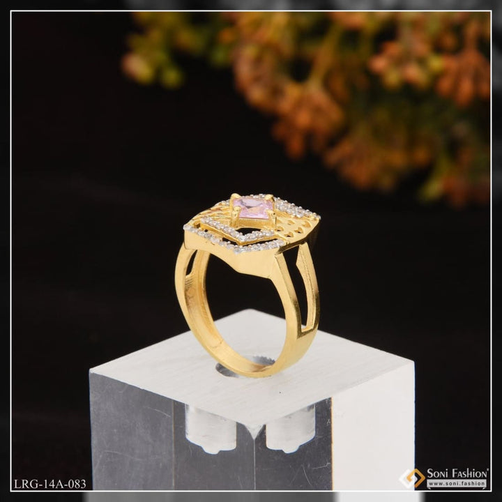 1 gram gold plated purple stone with diamond new style ring