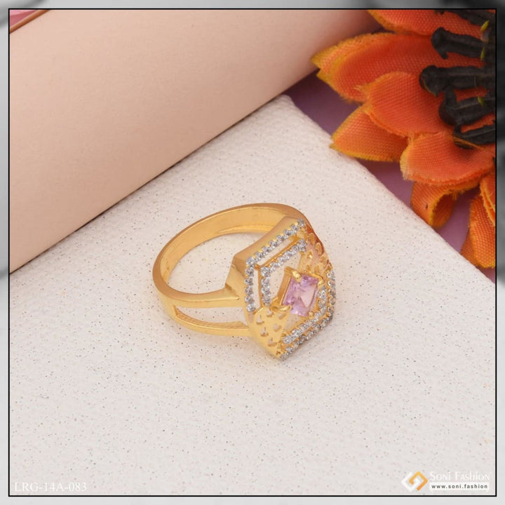 1 gram gold plated purple stone with diamond new style ring